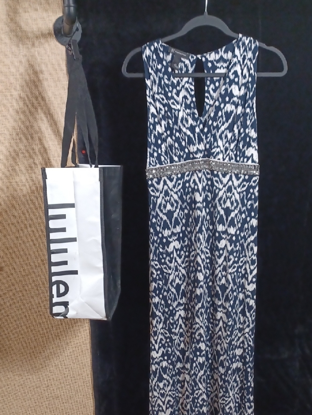 INC International Concepts Navy and White Printed Maxi
